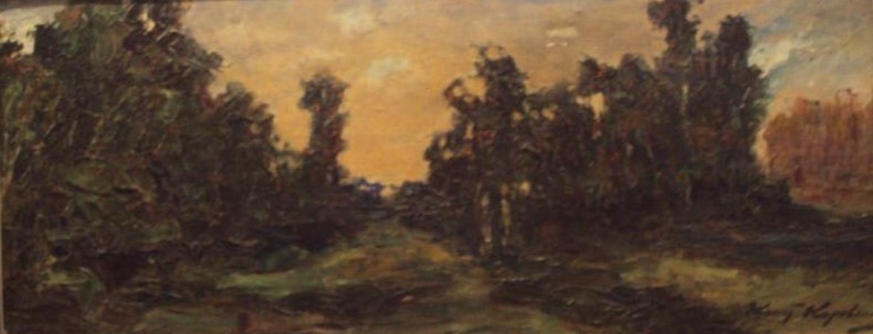 Картина К. А. Коровина «Закат в лесу», холст, масло.